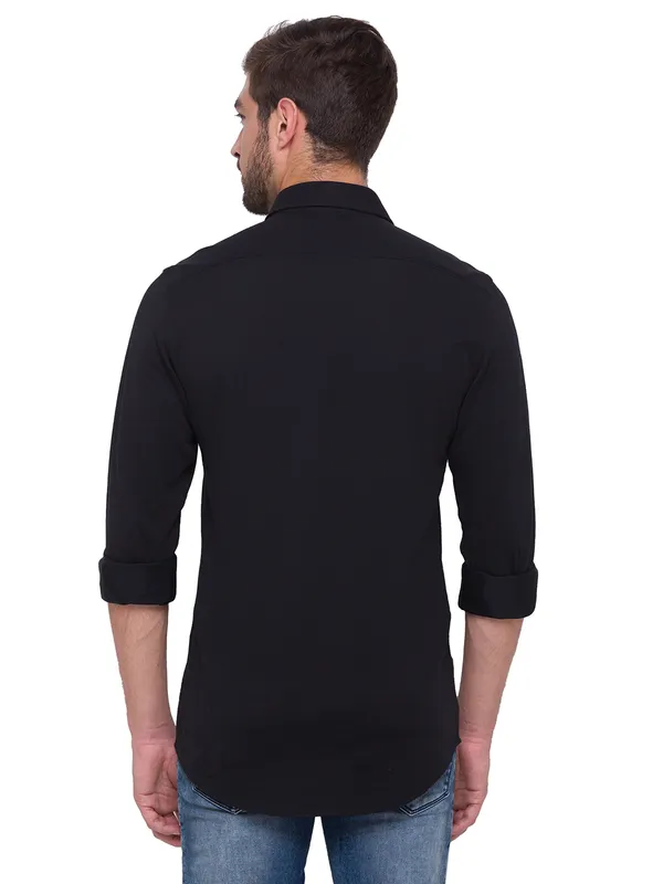 Being Human Super Slim Fit Men Collared Shirts-Black