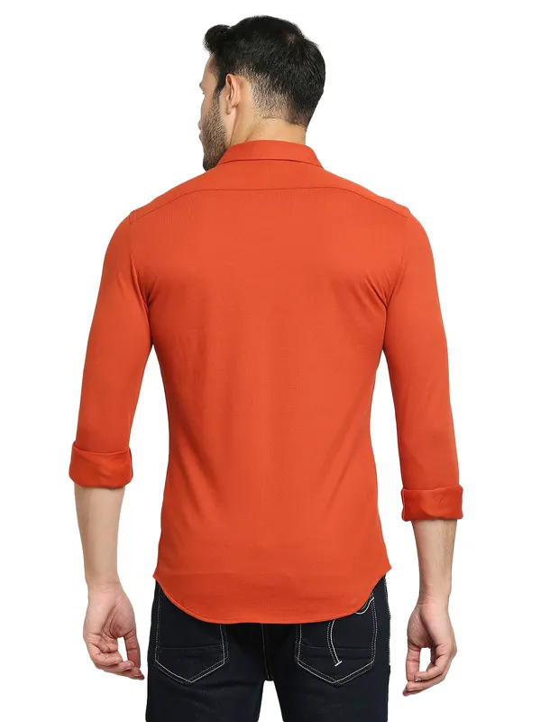 Being Human Super Slim Fit Men Collared Shirts-Brick