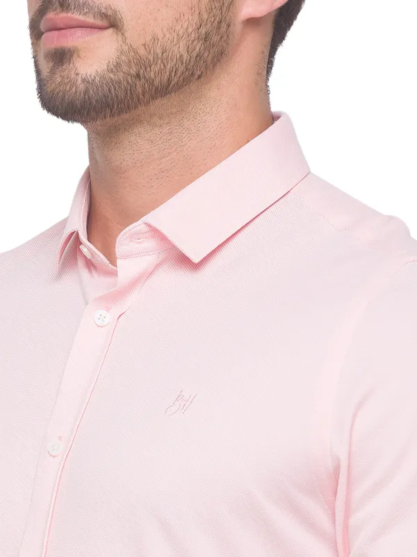 Being Human Super Slim Fit Men Collared Shirts-Pink