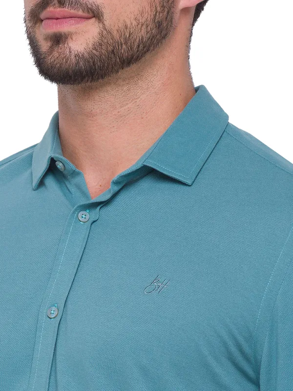 Being Human Super Slim Fit Men Collared Shirts-Sage Green