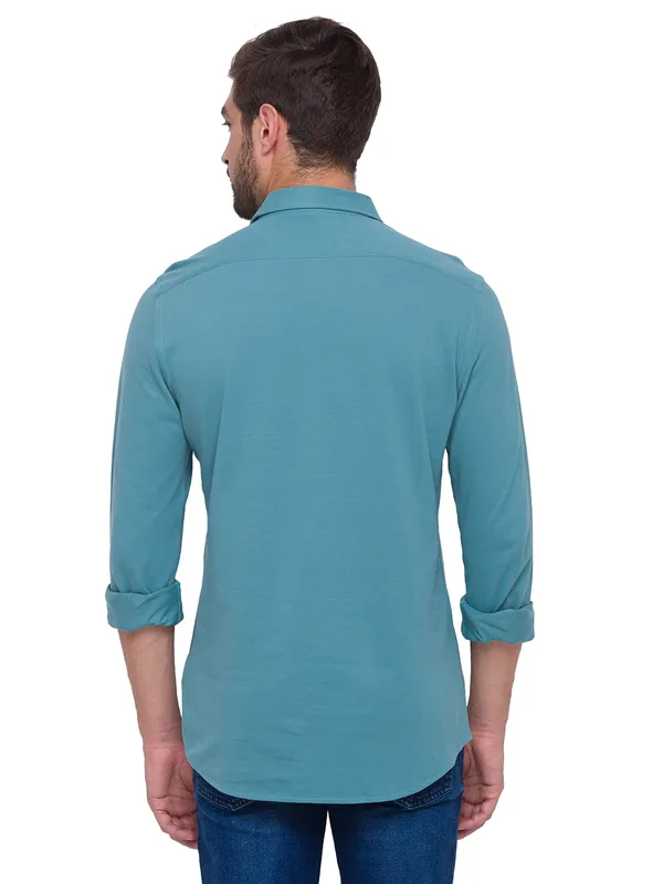 Being Human Super Slim Fit Men Collared Shirts-Sage Green