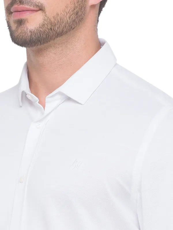 Being Human Super Slim Fit Men Collared Shirts-White