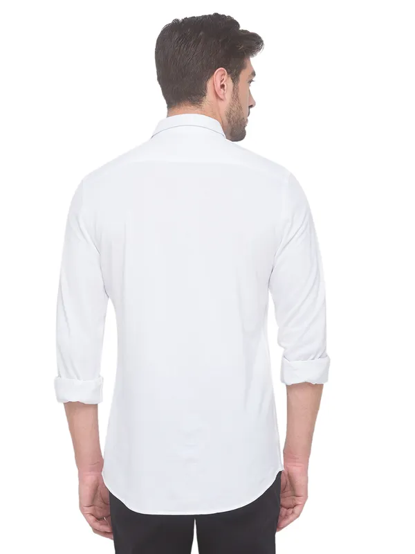 Being Human Super Slim Fit Men Collared Shirts-White