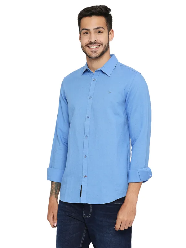 Being Human Men Slim Fit Shirts-Blue