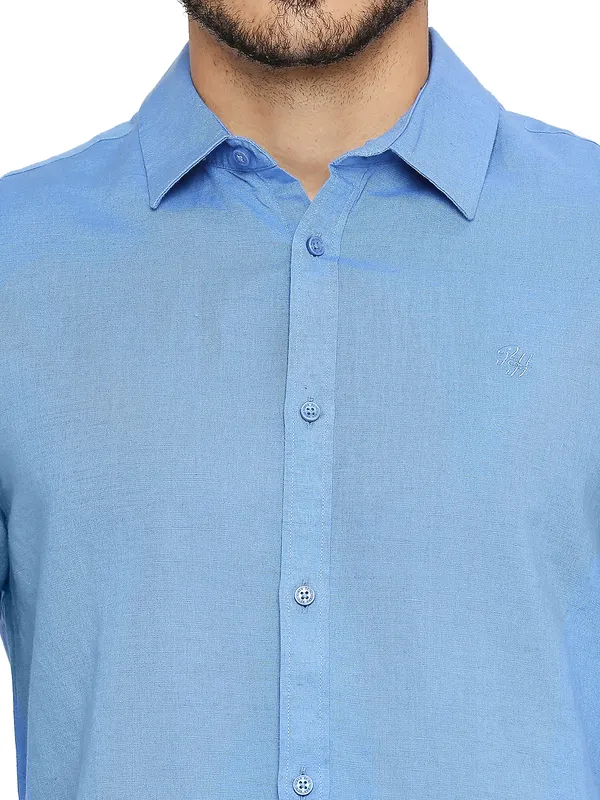 Being Human Men Slim Fit Shirts-Blue