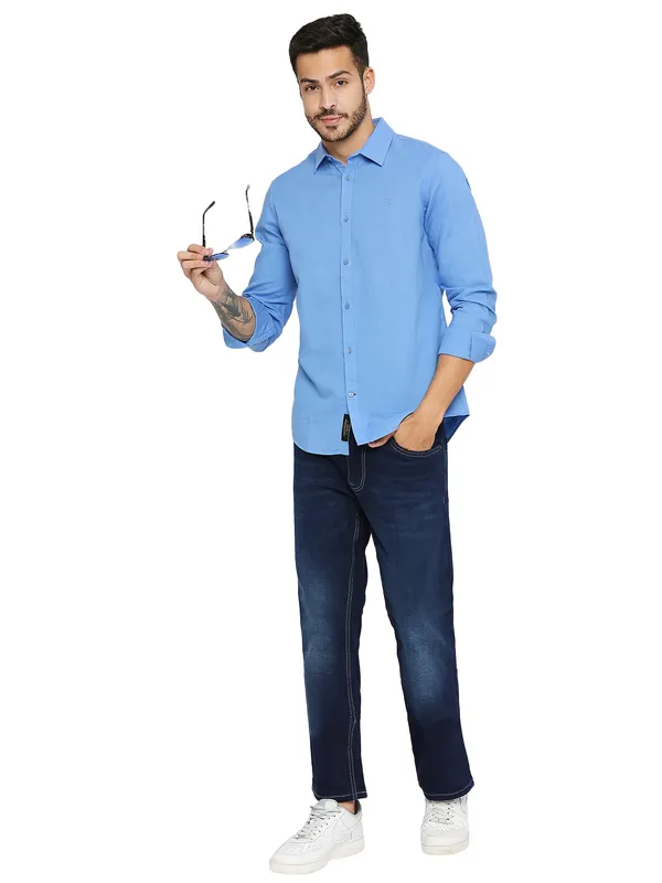 Being Human Men Slim Fit Shirts-Blue