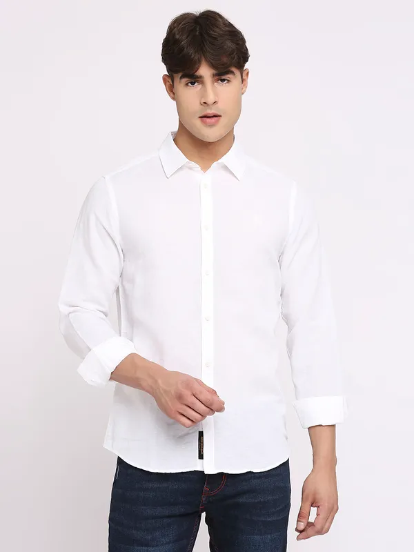 Being Human Men Slim Fit Shirts-White