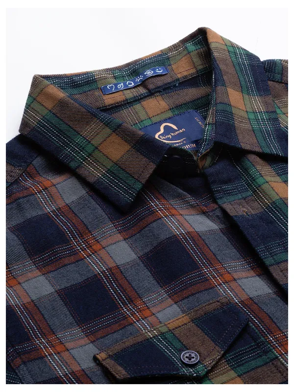 Being Human Clothing Men Slim Fit Collared Shirts-Navy/Rust