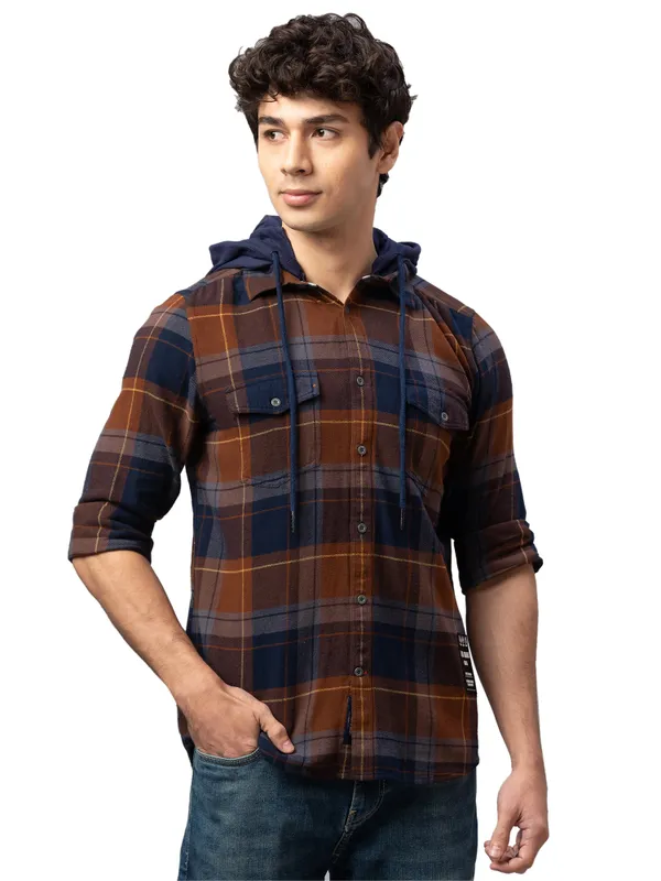 Being Human Clothing Men Slim Fit Collared Shirts-Brown