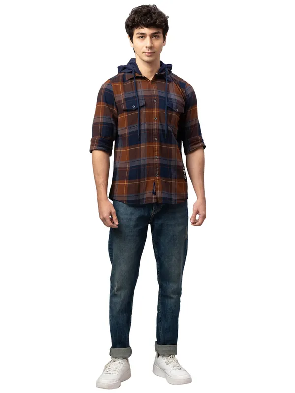 Being Human Clothing Men Slim Fit Collared Shirts-Brown