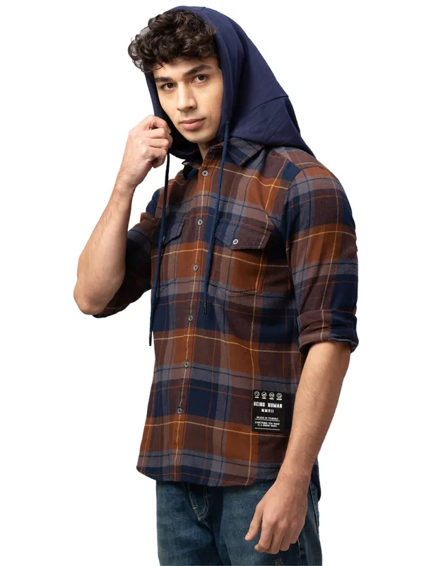 Being Human Clothing Men Slim Fit Collared Shirts-Brown