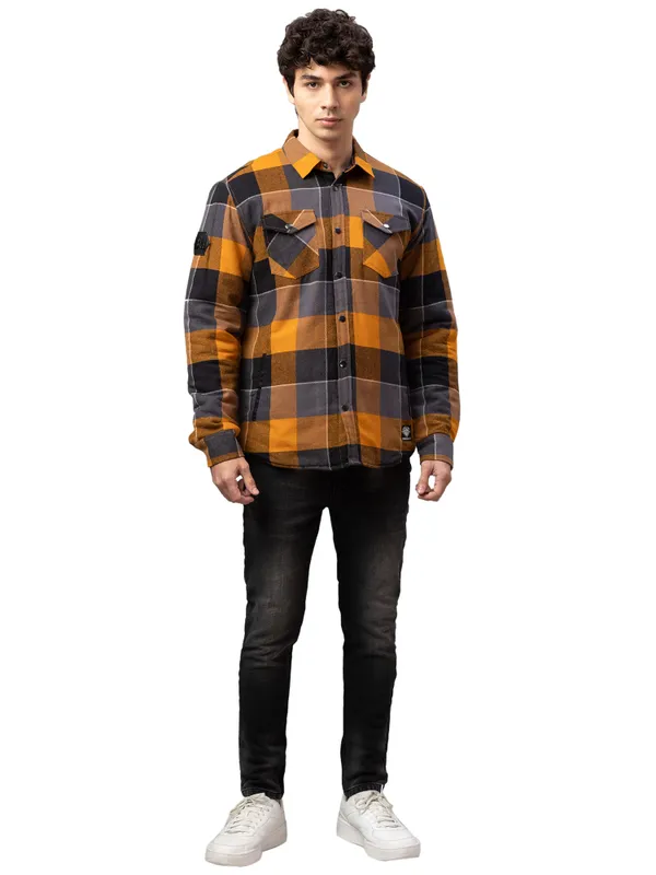 Being Human Oversized Fit Men Collared Shirts-Mustard