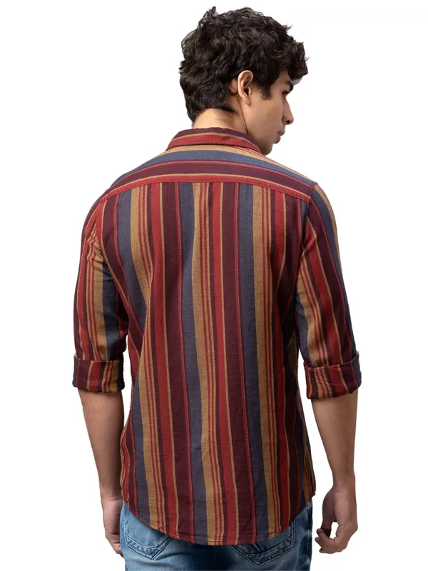 Being Human Slim Fit Men Collared Shirts-Rust