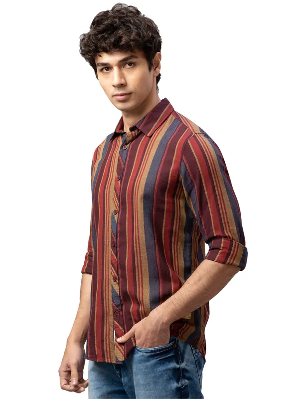 Being Human Slim Fit Men Collared Shirts-Rust