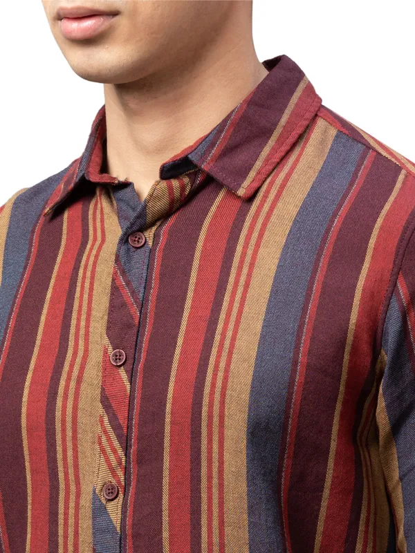 Being Human Slim Fit Men Collared Shirts-Rust