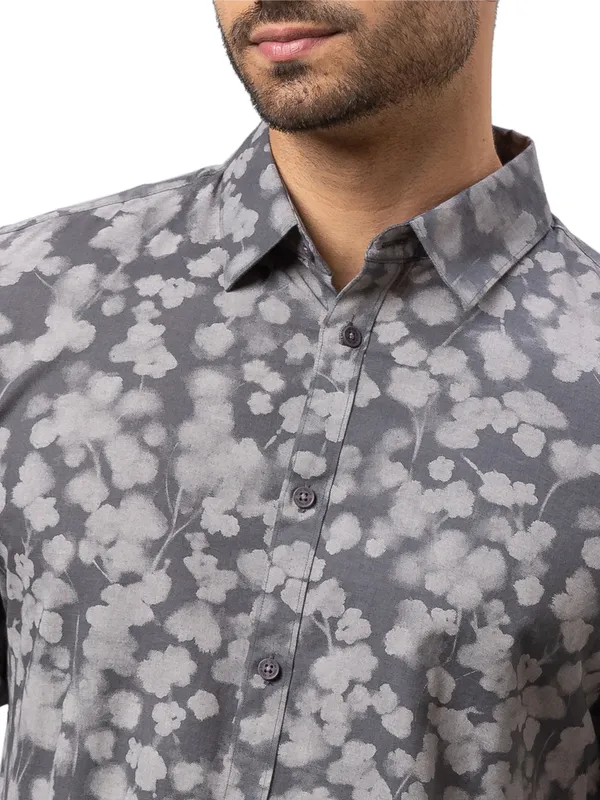 Being Human Slim Fit Men Collared Shirts-Charcoal