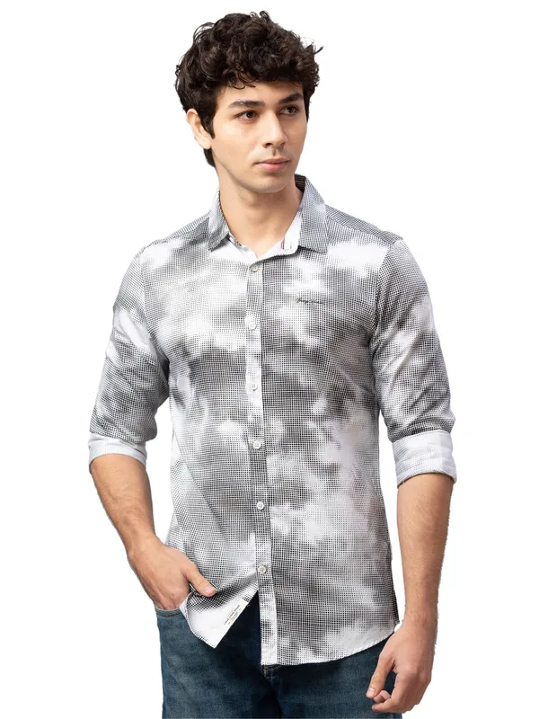 Being Human Slim Fit Men Collared Shirts-Offwhite