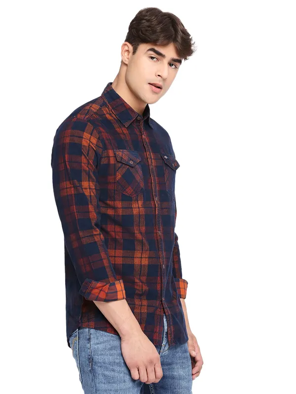 Being Human Clothing Men Slim Fit Collared Shirts-Rust