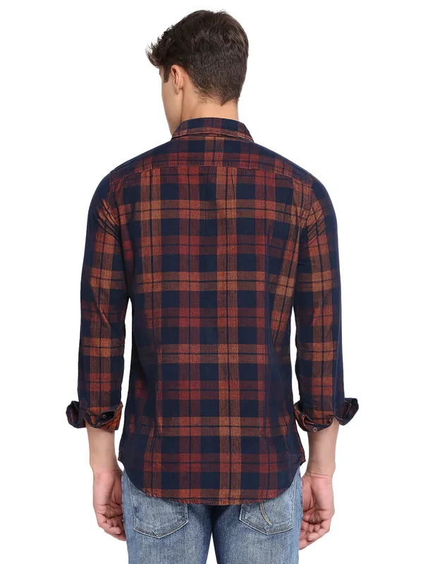 Being Human Clothing Men Slim Fit Collared Shirts-Rust