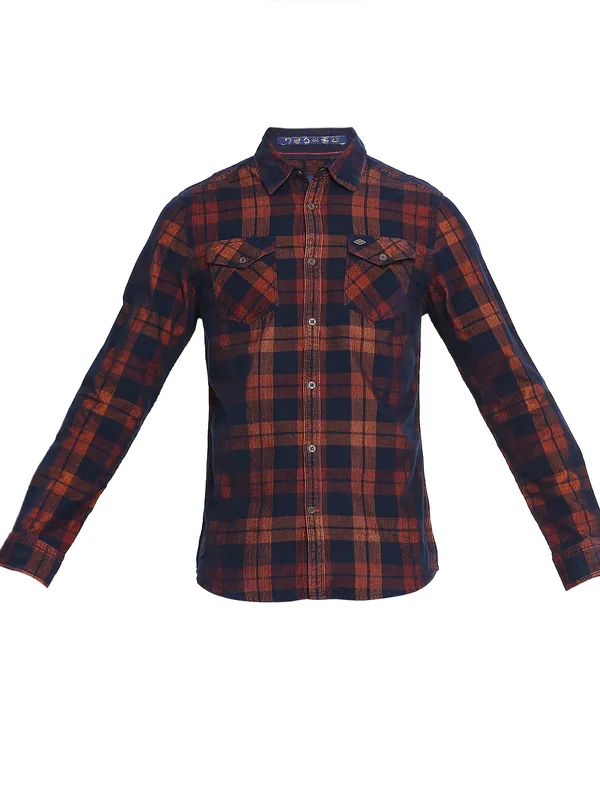 Being Human Clothing Men Slim Fit Collared Shirts-Rust