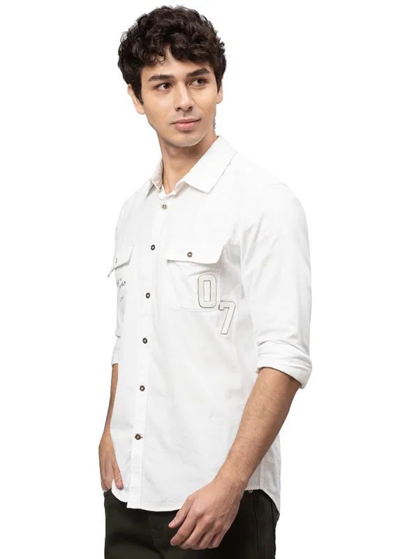 Being Human Clothing Men Slim Fit Collared Shirts-White