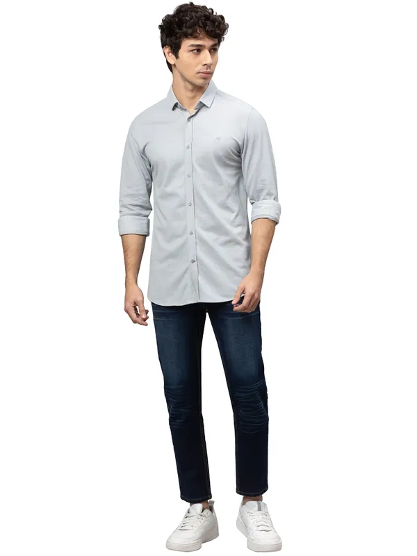 Being Human Super Slim Fit Men Collared Shirts-Grey