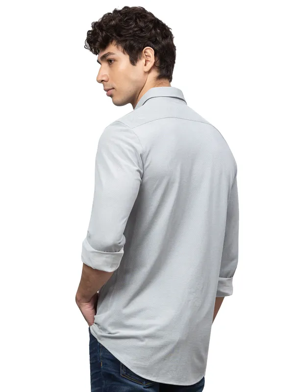 Being Human Super Slim Fit Men Collared Shirts-Grey