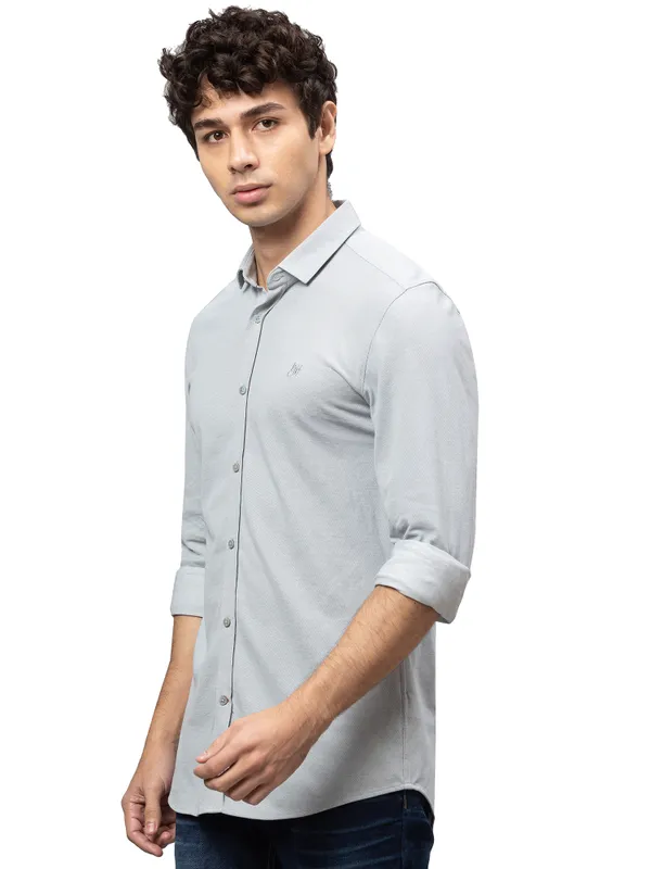 Being Human Super Slim Fit Men Collared Shirts-Grey