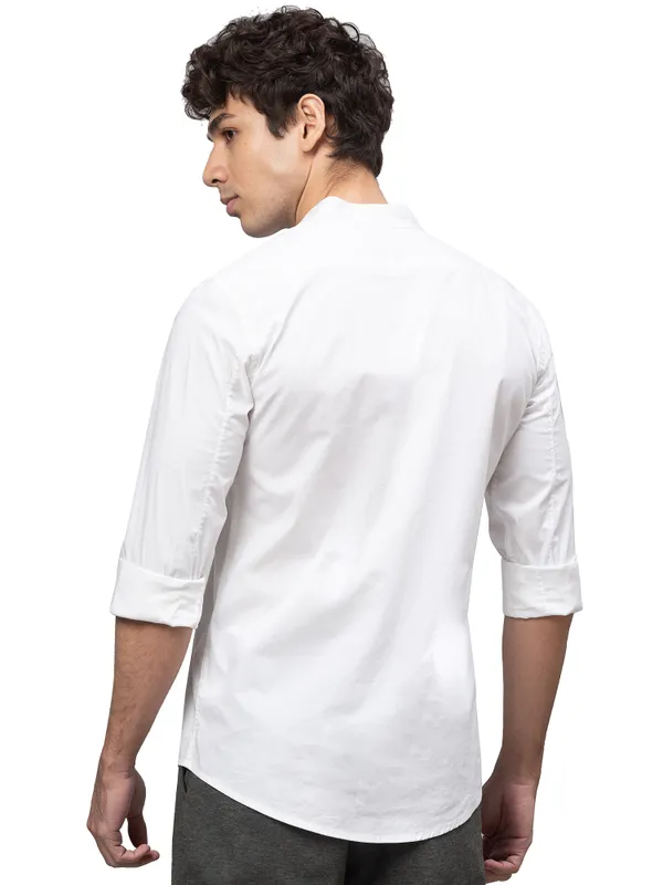 Being Human Clothing Men Slim Fit Collared Shirts-White