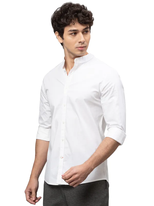 Being Human Clothing Men Slim Fit Collared Shirts-White