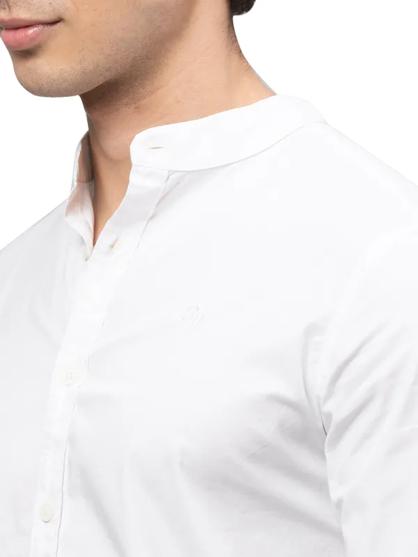 Being Human Clothing Men Slim Fit Collared Shirts-White