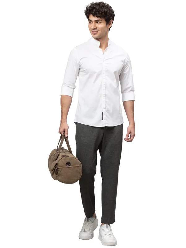 Being Human Clothing Men Slim Fit Collared Shirts-White