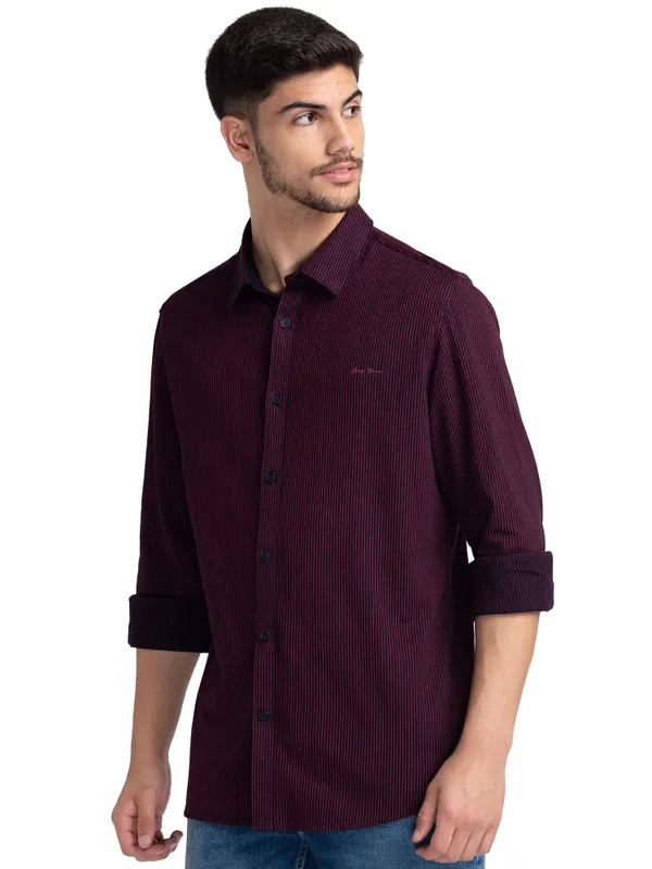 Being Human Clothing Men Slim Fit Collared Shirts-Navy/Red