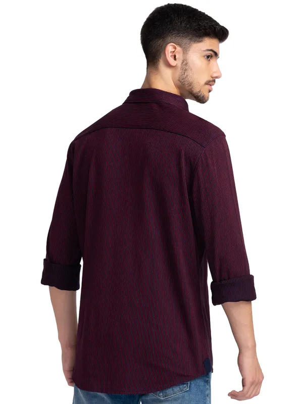 Being Human Clothing Men Slim Fit Collared Shirts-Navy/Red