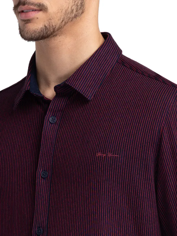 Being Human Clothing Men Slim Fit Collared Shirts-Navy/Red
