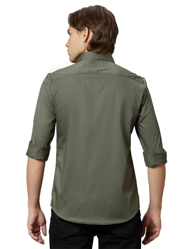 Being Human Slim Fit Men Collared Shirts-Green