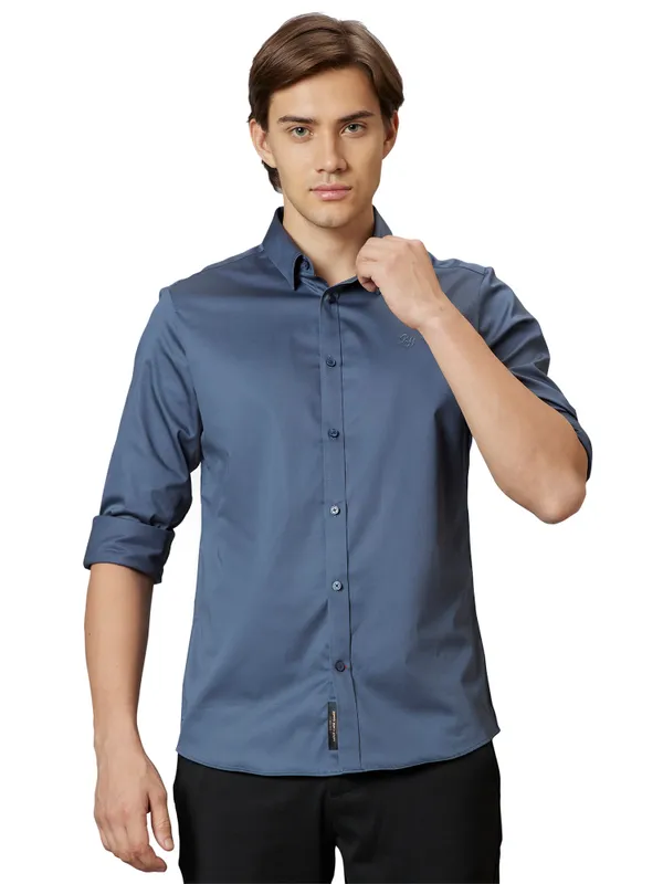 Being Human Slim Fit Men Collared Shirts-Grey