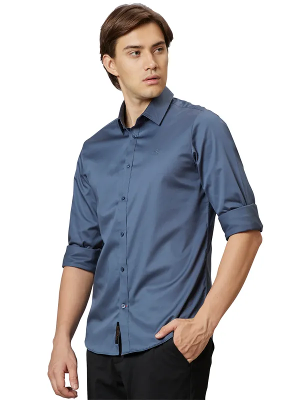 Being Human Slim Fit Men Collared Shirts-Grey