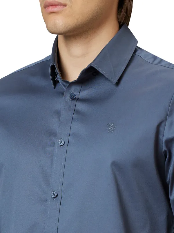 Being Human Slim Fit Men Collared Shirts-Grey
