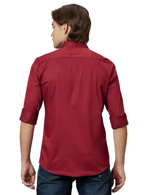 Being Human Slim Fit Men Collared Shirts-Pomegranate