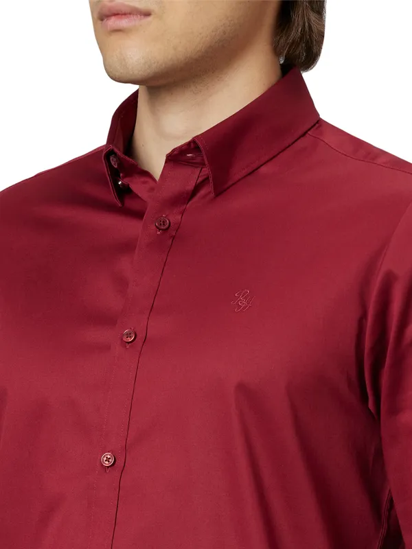 Being Human Slim Fit Men Collared Shirts-Pomegranate