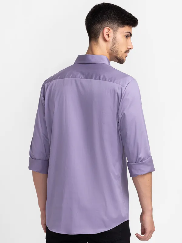 Being Human Slim Fit Men Collared Shirts-Purple
