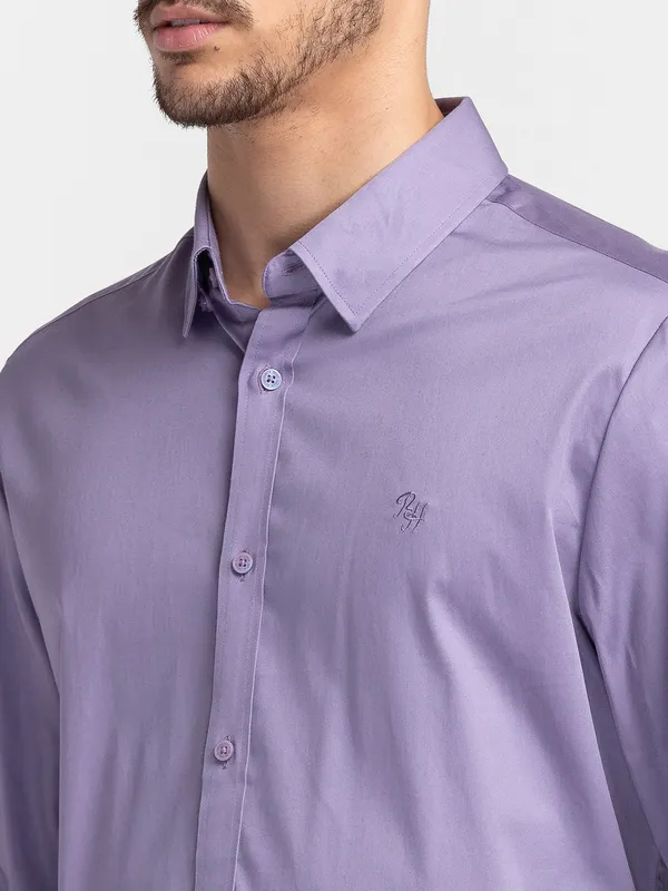 Being Human Slim Fit Men Collared Shirts-Purple