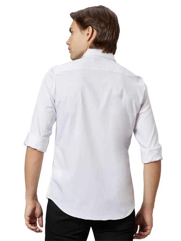 Being Human Slim Fit Men Collared Shirts-White