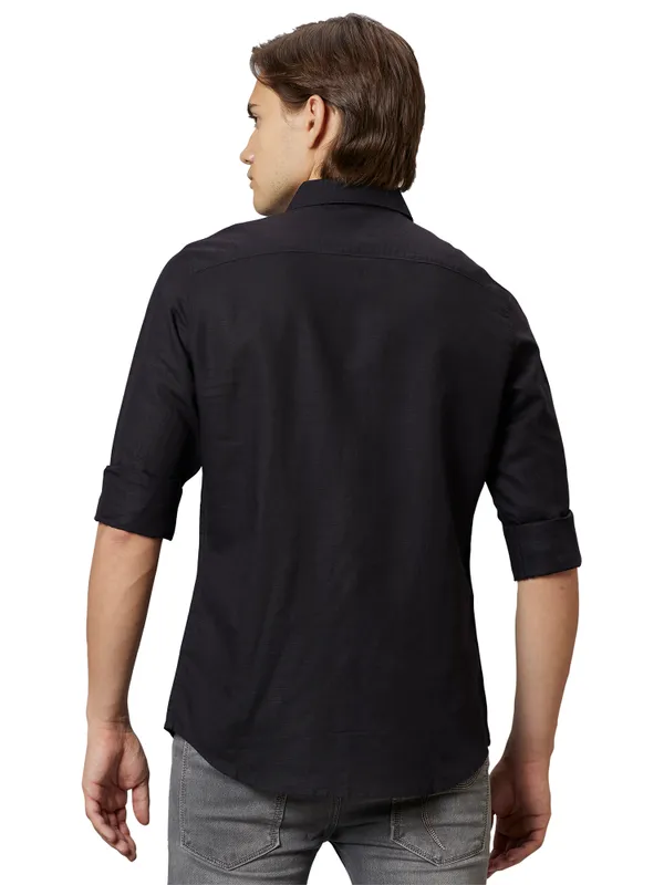 Being Human Slim Fit Men Collared Shirts-Black