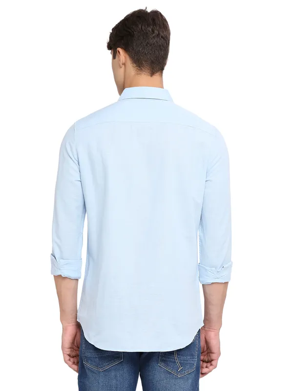 Being Human Slim Fit Men Collared Shirts-Lt.Blue