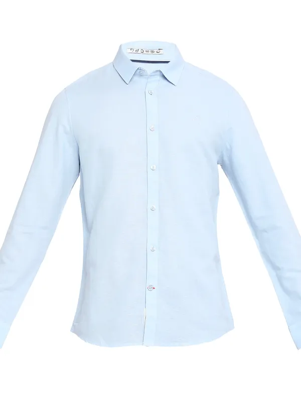 Being Human Slim Fit Men Collared Shirts-Lt.Blue