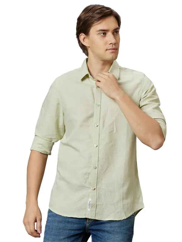 Being Human Slim Fit Men Collared Shirts-Peppermint