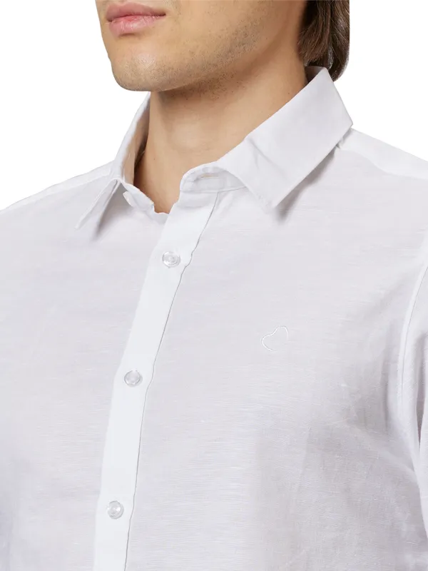 Being Human Slim Fit Men Collared Shirts-White