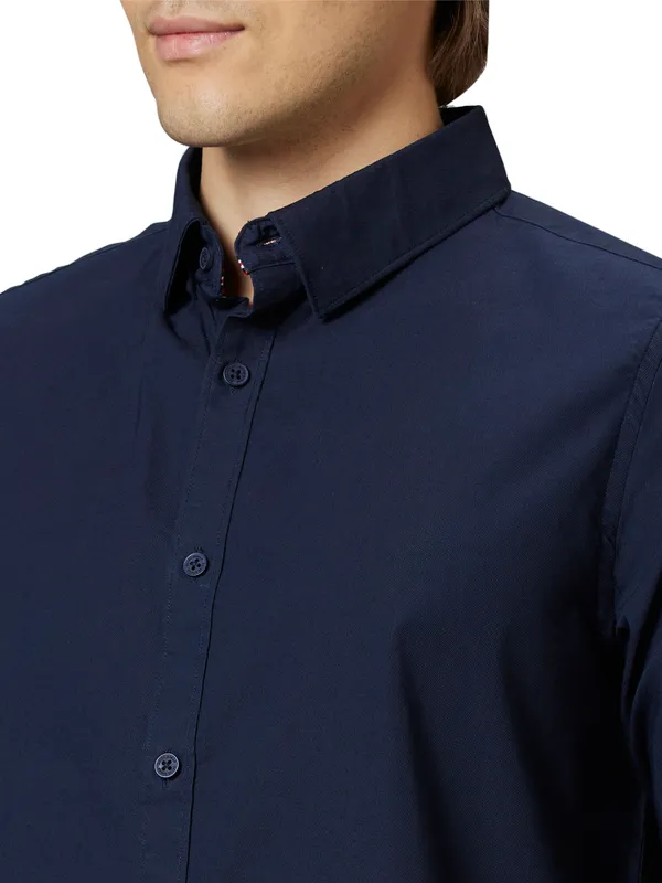 Being Human Slim Fit Men Collared Shirts-Navy